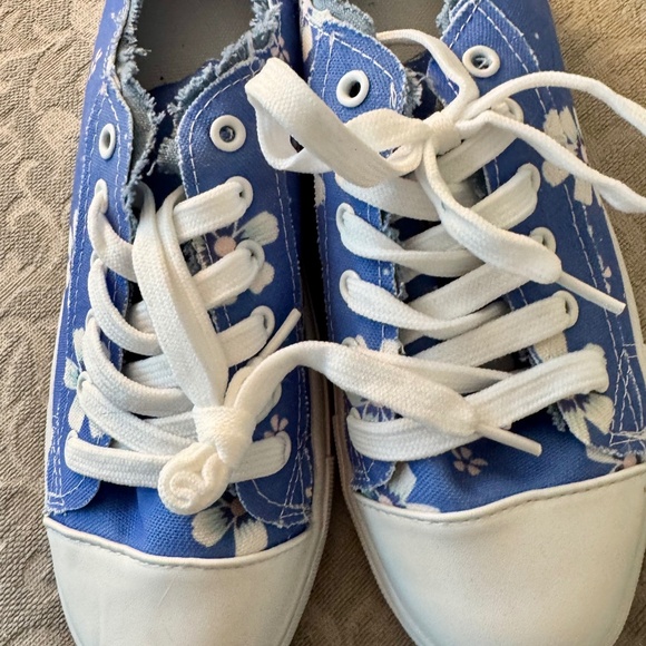 Blue Floral Sneakers - Picture 1 of 5